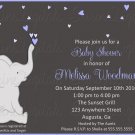 Elephant Baby Shower Invitation with pink or blue hearts/ Baby Shower Invitation for girl or boy