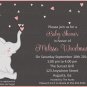 Elephant Baby Shower Invitation with pink or blue hearts/ Baby Shower Invitation for girl or boy