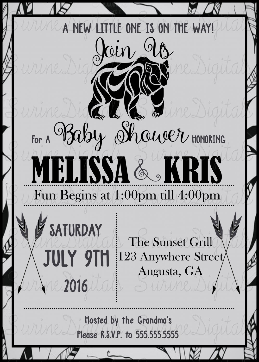 bear themed baby shower invitations