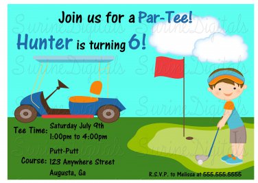 Mini Golf Themed Birthday Party Invitation for Boy or Girl