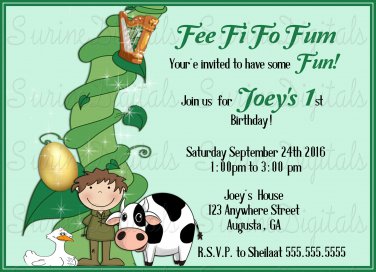 Jack and The Bean Stalk and the Goose that laid the Golden Egg Birthday Party Invitation