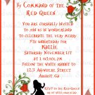 Queen Of Hearts Birthday Party Invite w/ Silhouette of Alice/ Alice in Wonderland Party Invite