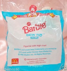 1998 McDonald's + Mattel Barbie Eatin' Fun Kelly Figurine w/ High Chair