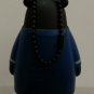 Black Kumamon Bear Plastic Figure Key Chain Mascot Charm Strap 3" H #2 Blue Coat