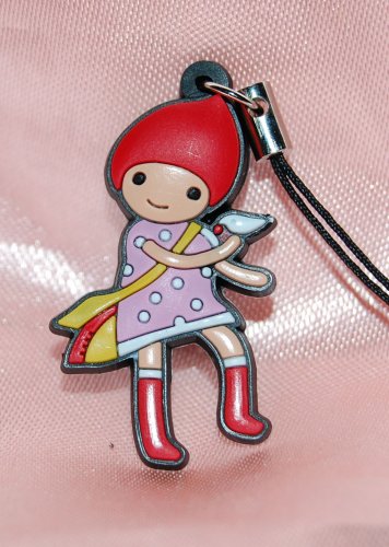 Cute Girl Plastic Figure Strap Charm Mascot 1.25"H #4
