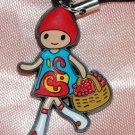Cute Girl with Basket Plastic Figure Strap Charm Mascot 1.25"H #6