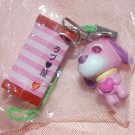 Yujin Gasphon Capsule Toy Ocha Ken PINK Tea Dog Strap 6/8" ~ 1" H