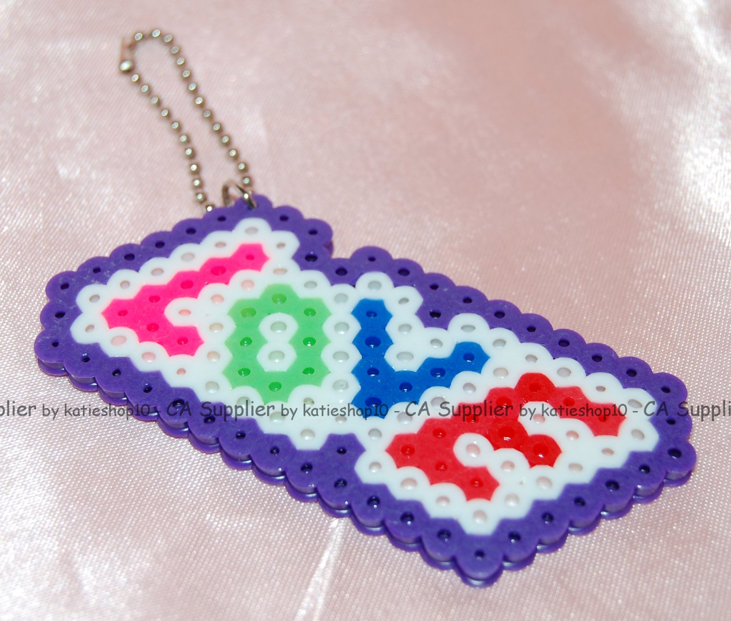 Perler Beads Hand Craft Art Valentine LOVE Key Ring Chain Charm Mascot