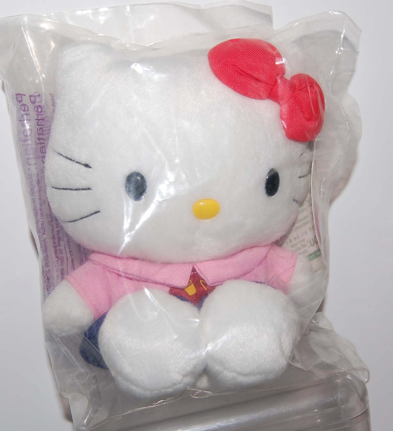 McDonald's Sanrio Hello Kitty in Pink Staff Uniform Plush Doll 6" H