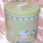 USED 2004 Sanrio Hello Kitty Green Metal Tin Can Bank w/ Cover 4" x 4" H