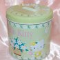 USED 2004 Sanrio Hello Kitty Green Metal Tin Can Bank w/ Cover 4" x 4" H