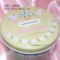 USED 2004 Sanrio Hello Kitty Green Metal Tin Can Bank w/ Cover 4" x 4" H