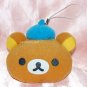 San X Rilakumma Relax Bear Head Wearing Blue Hat Plush Figure Charm w/ Lobster Clip 3"
