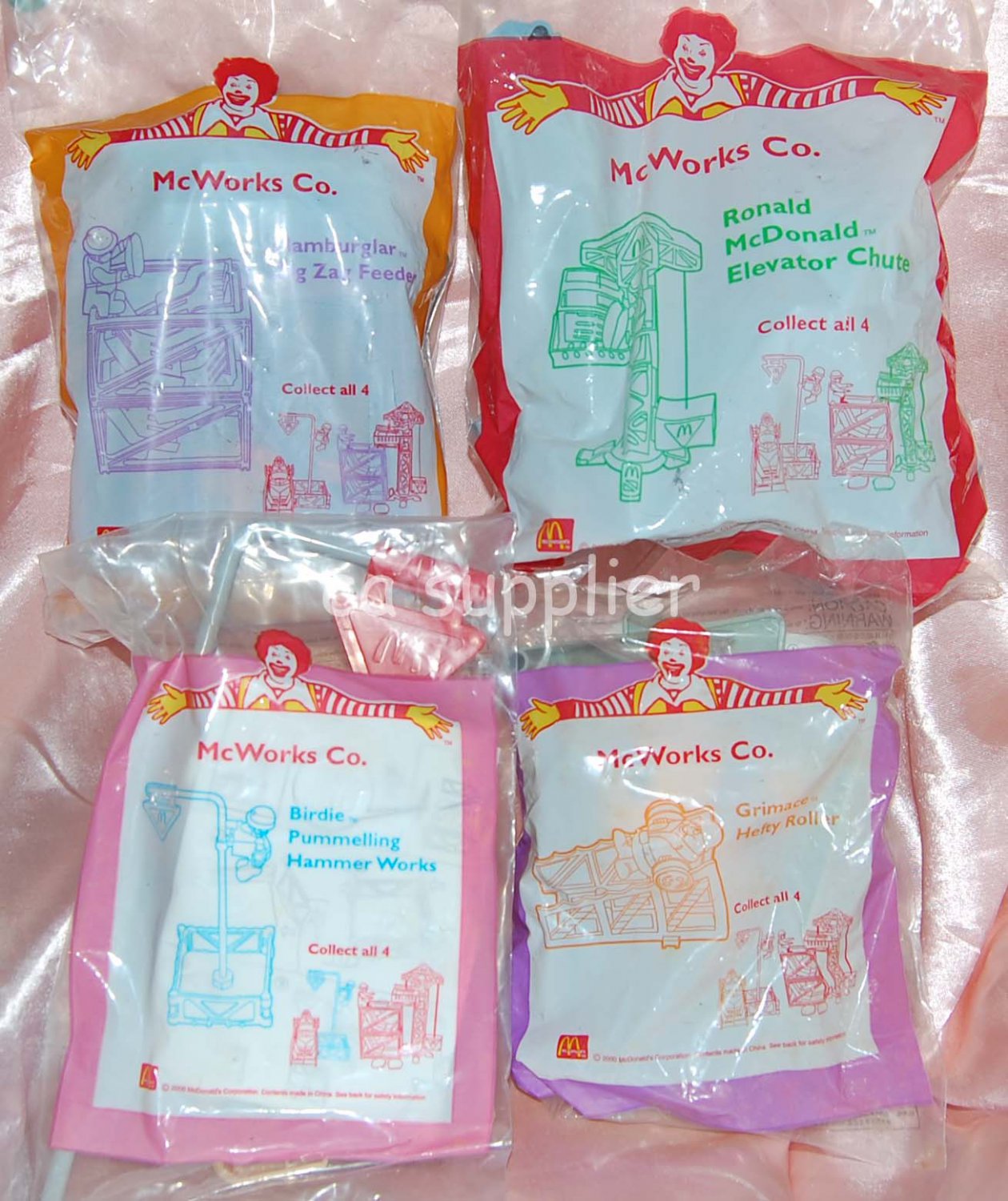 2000 McDonald's McWorks FULL Set of 4 Ronald Hamburglar Birdie Grimace