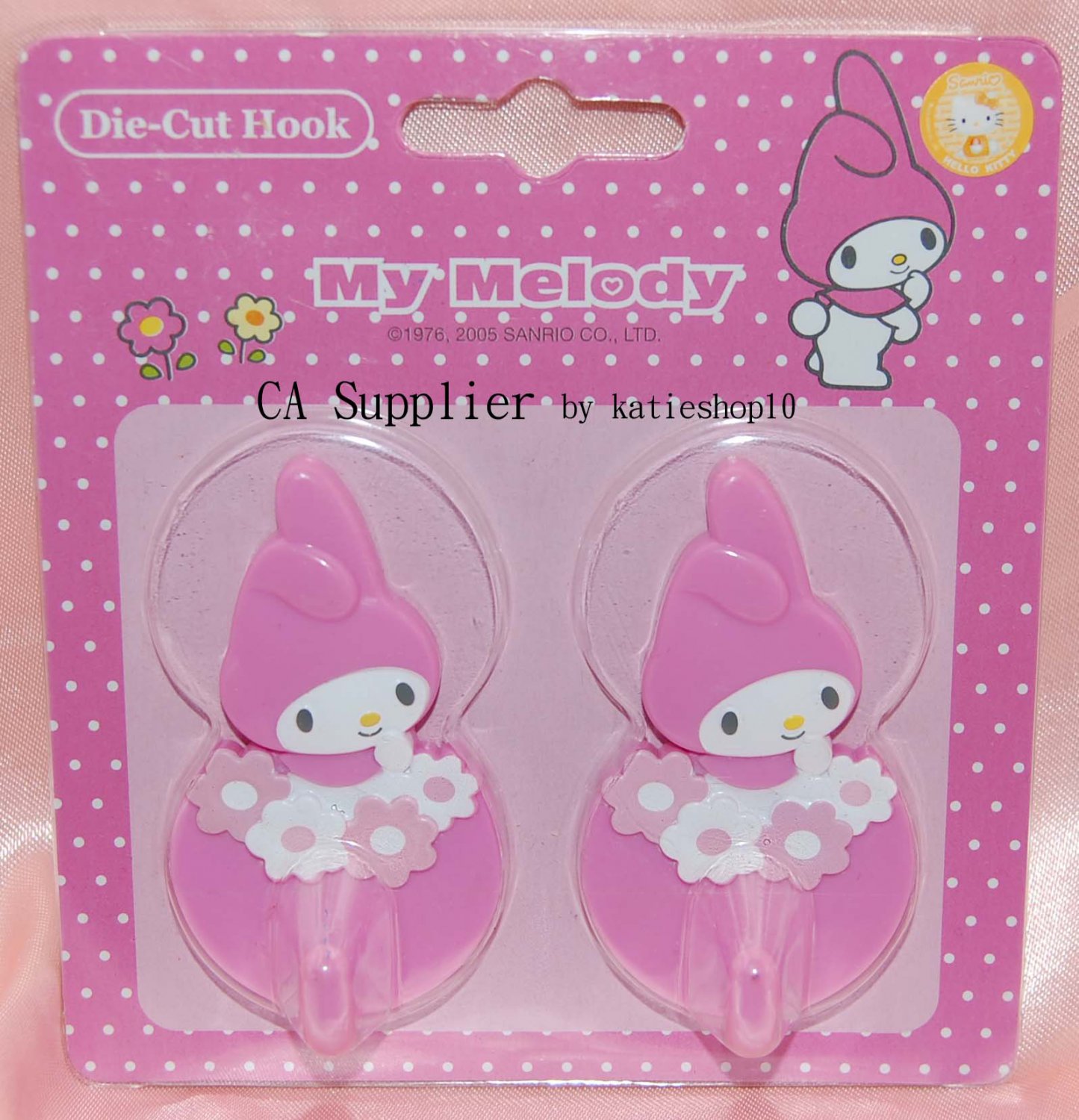 2005 Sanrio My Melody Die-Cut Plastic Hook x 2 nos. 7 cm L