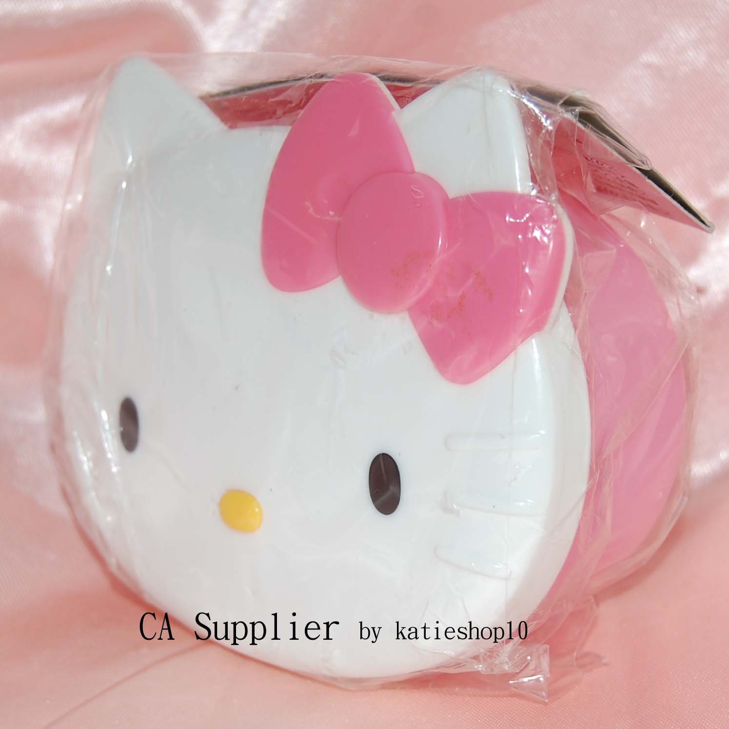 2002 Sanrio Hello Kitty Head Plastic PINK Box Container Made in Japan 180 ml