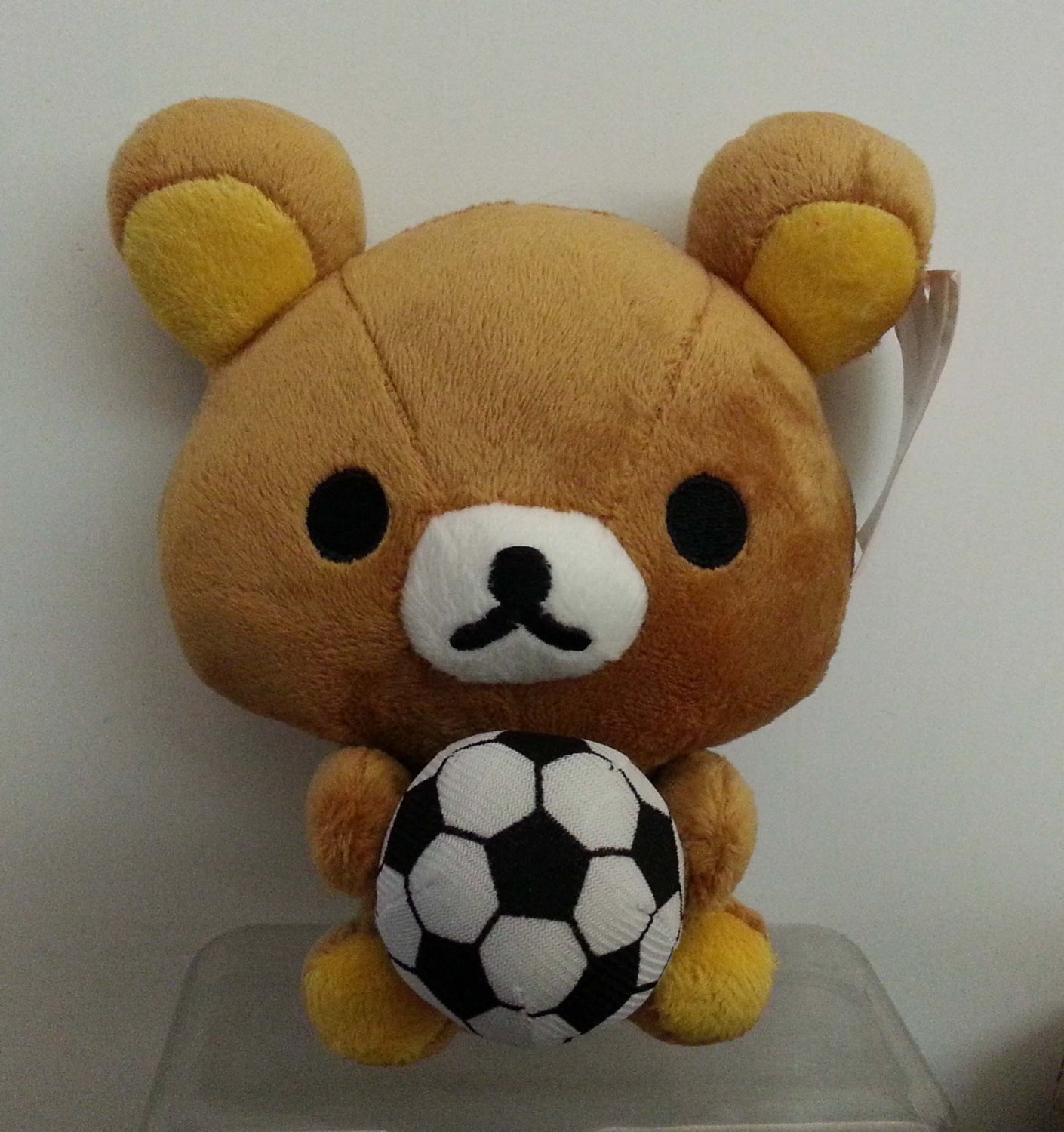 San X Rilakkuma Bear Plush Doll holding football 6.5