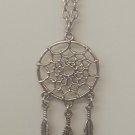 Handmade Metal Dream Catcher Dreamcatcher w/ Feathers Necklace