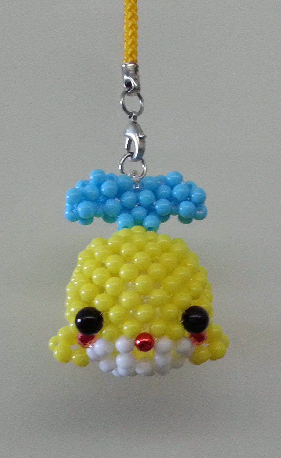 Handmade YELLOW Whale Round Beads Figure Strap 1.5" x 2" x 2" H
