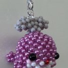 Handmade Shiny PINK Whale Round Beads Figure Strap 1.5" x 2" x 2" H