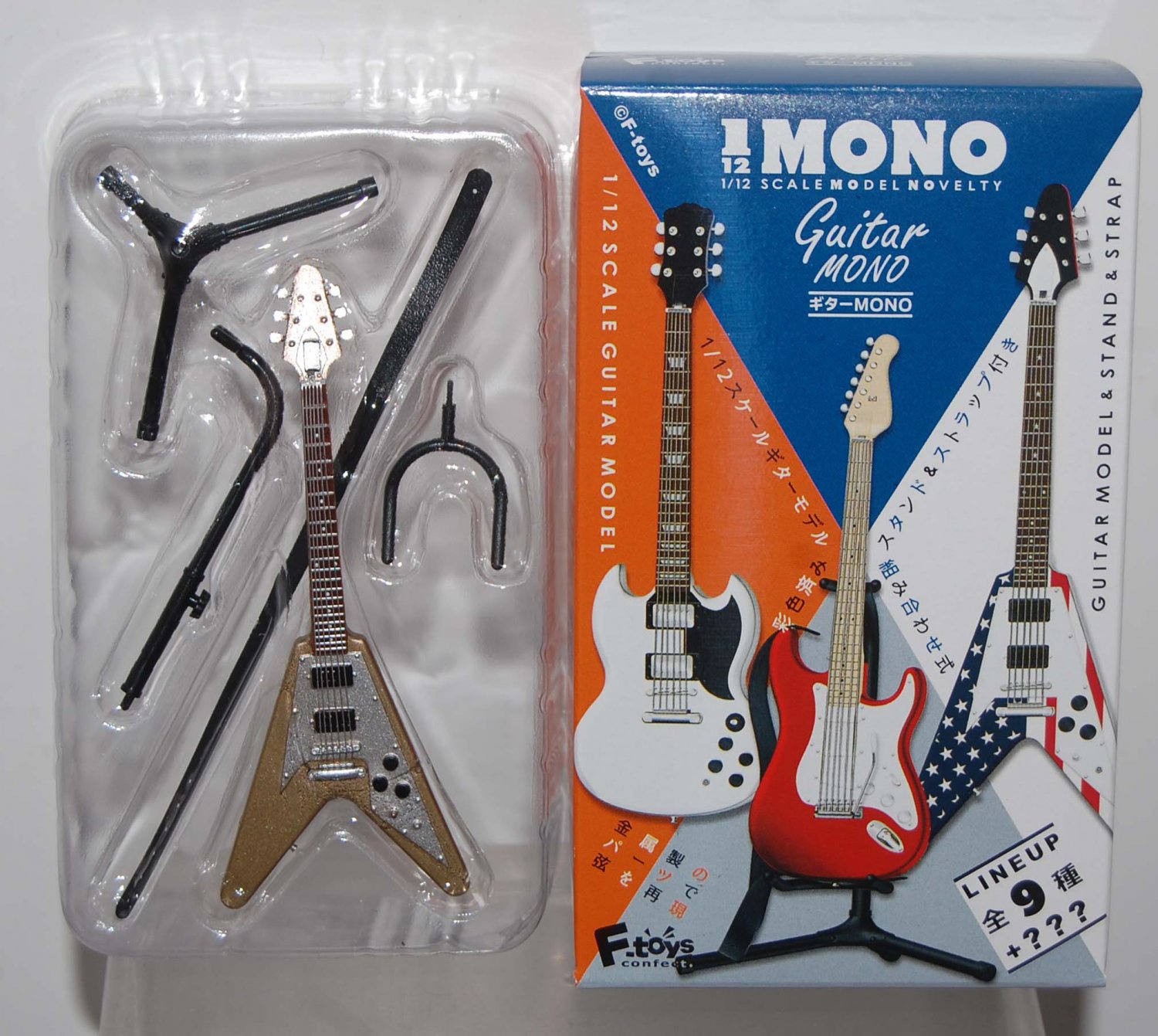 F Toys 1/12 Guitar Mono Stratype #3S GOLD Display Model w/ Stand Strap (Secret Item)