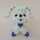 Handmade Round Beads #1 WHITE Long Ear Dog Figure 3" H / 7 cm H
