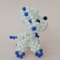 Handmade Round Beads #1 WHITE Long Ear Dog Figure 3" H / 7 cm H
