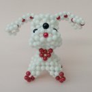 Handmade Round Beads #2 WHITE Long Ear Dog Figure 3" H / 7 cm H