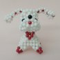Handmade Round Beads #2 WHITE Long Ear Dog Figure 3" H / 7 cm H