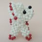 Handmade Round Beads #2 WHITE Long Ear Dog Figure 3" H / 7 cm H