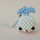Handmade WHITE Whale Round Beads Figure Strap 1.5" x 2" x 2" H