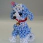 Handmade Round Beads #3 Light Blue WHITE Dog Figure w/ Bell 3" H / 7 cm H