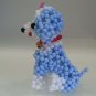 Handmade Round Beads #3 Light Blue WHITE Dog Figure w/ Bell 3" H / 7 cm H