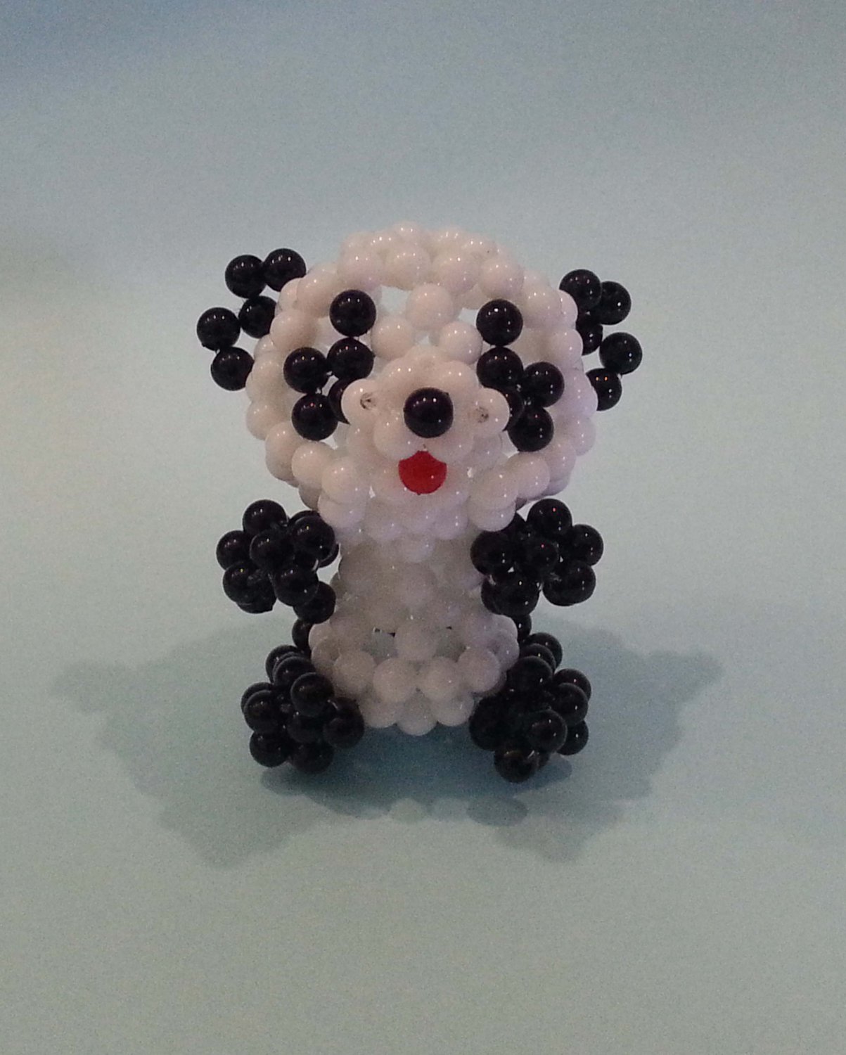 Handmade Round Beads #1 White / Black Panda Bear Figure 1.75" H / 4 cm H