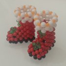Handmade #1 Red Christmas Sock Shoes 2 nos Round Beads Figure 3.8 cm H / 1.5" H