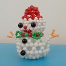 Handmade Round Beads #1 White Christmas Snowman Red Hat Figure 2.5" H / 6 cm H