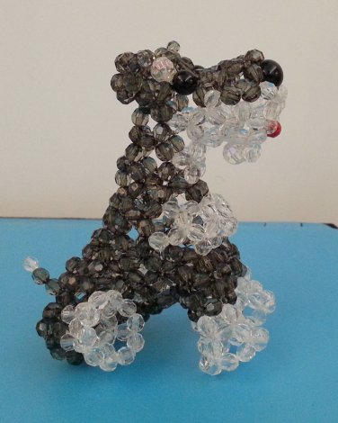 Handmade Round Beads #6 Dark Grey Dog Figure 4" H / 10 cm H
