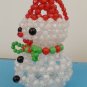 Handmade Round Beads #2 White Christmas Snowman Red Hat Figure 4" H / 10 cm H