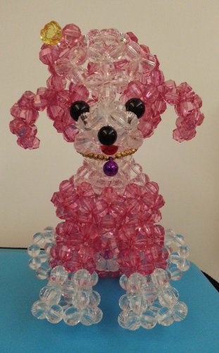 Handmade Round Beads #8 Transparent PINK Dog Figure 6.5" H / 16 cm H