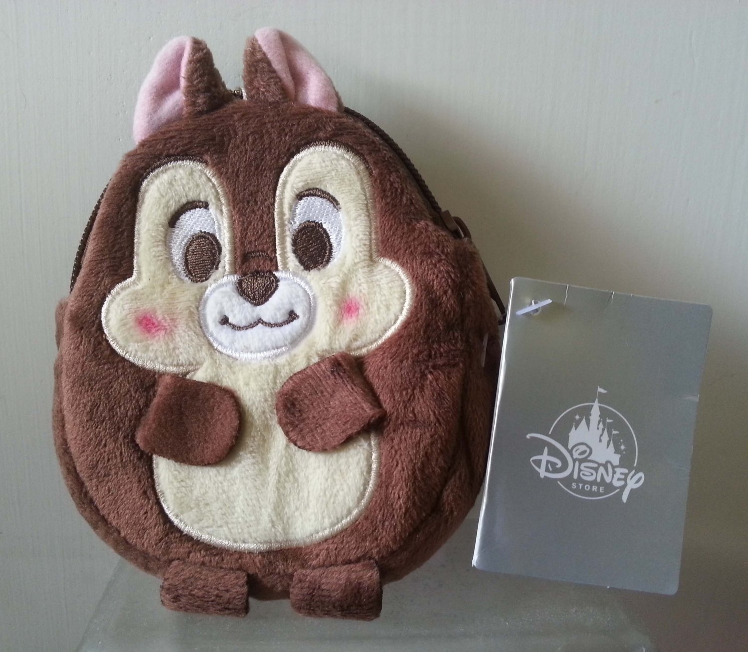 Disney Chip & Dale Coin Bag Pouch w/ Key Chain 5.5" H / 14 cm H