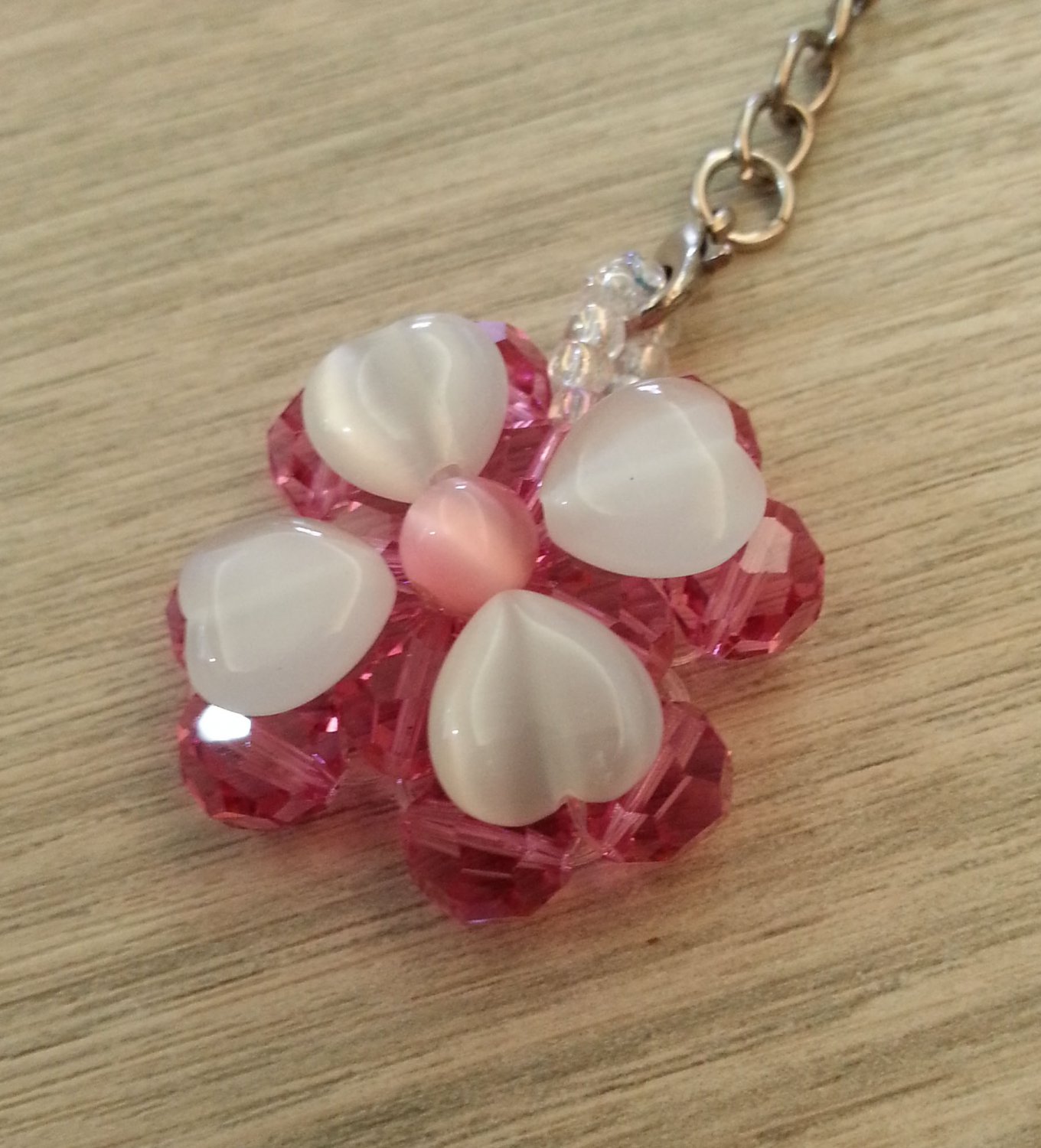 Handmade Beaded Jewelry Pendant - Round & Heart Shaped Plastic Beads #01