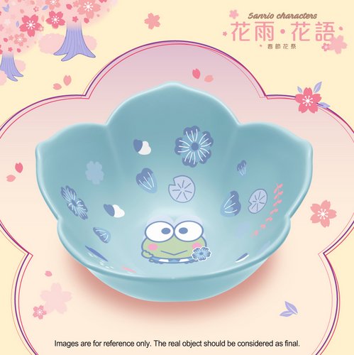 HK 7-11 Sanrio Blossom in the Flower Season Blue Ceramic Bowl Floral Collection Kero Kero Keroppi