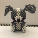 Handmade Round Beads Big Ear Grey Dog Figure Mascot 3" H / 7.5 cm H