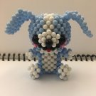 Handmade Round Beads Big Ear Light Blue Dog Figure Mascot 2" H / 5 cm H