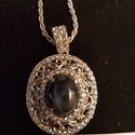 925 Silver Star Pendant and White Sapphire Pendant with 18" 925 Silver Chain by Orianne. 119.00