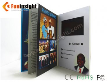 7 inch Hard Cover Video Book LCD Card 256MB A5 Landscape for Invitations