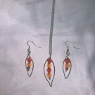 Beaded Leaf Necklace And Earring Set