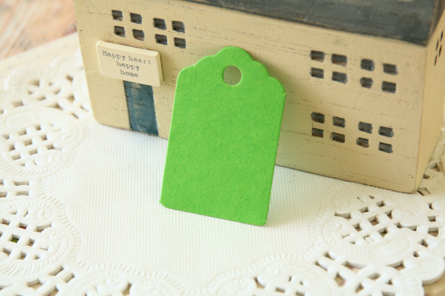 Lime Green mini scallop swing tags