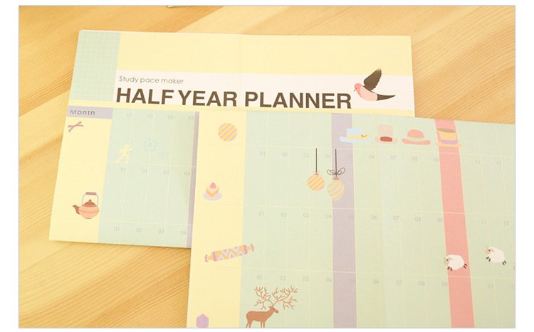 Half Year Planner paper calendar poster