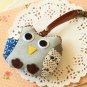 Blue Owl fabric bird key chain bag charm